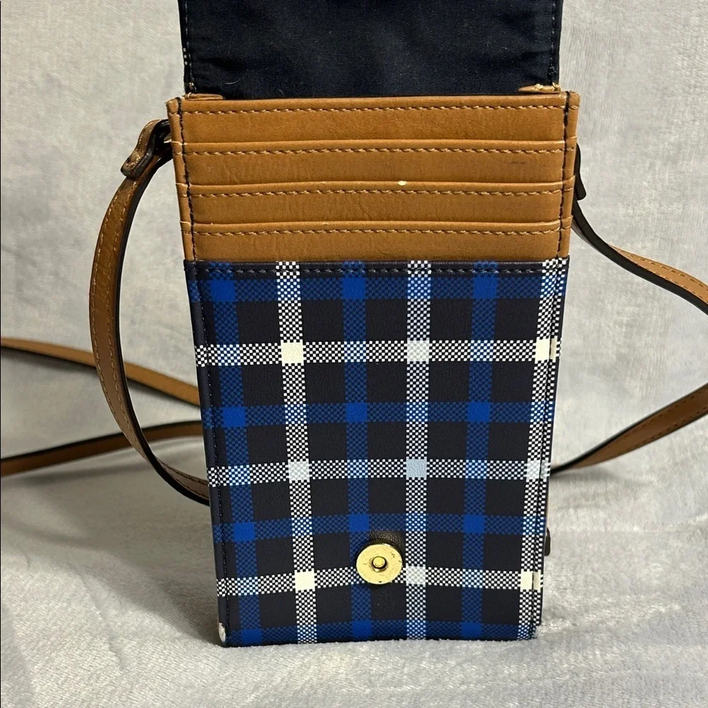 Tommy Hilfiger Blue Plaid Crossbody Phone Wallet